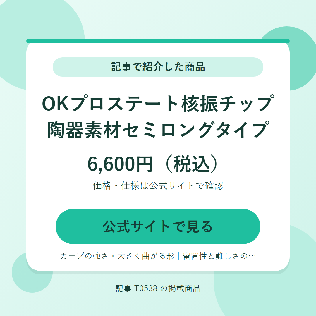 OKプロステート核振チップ 陶器素材セミロングタイプ 6,600円（税込）。公式サイトで見る